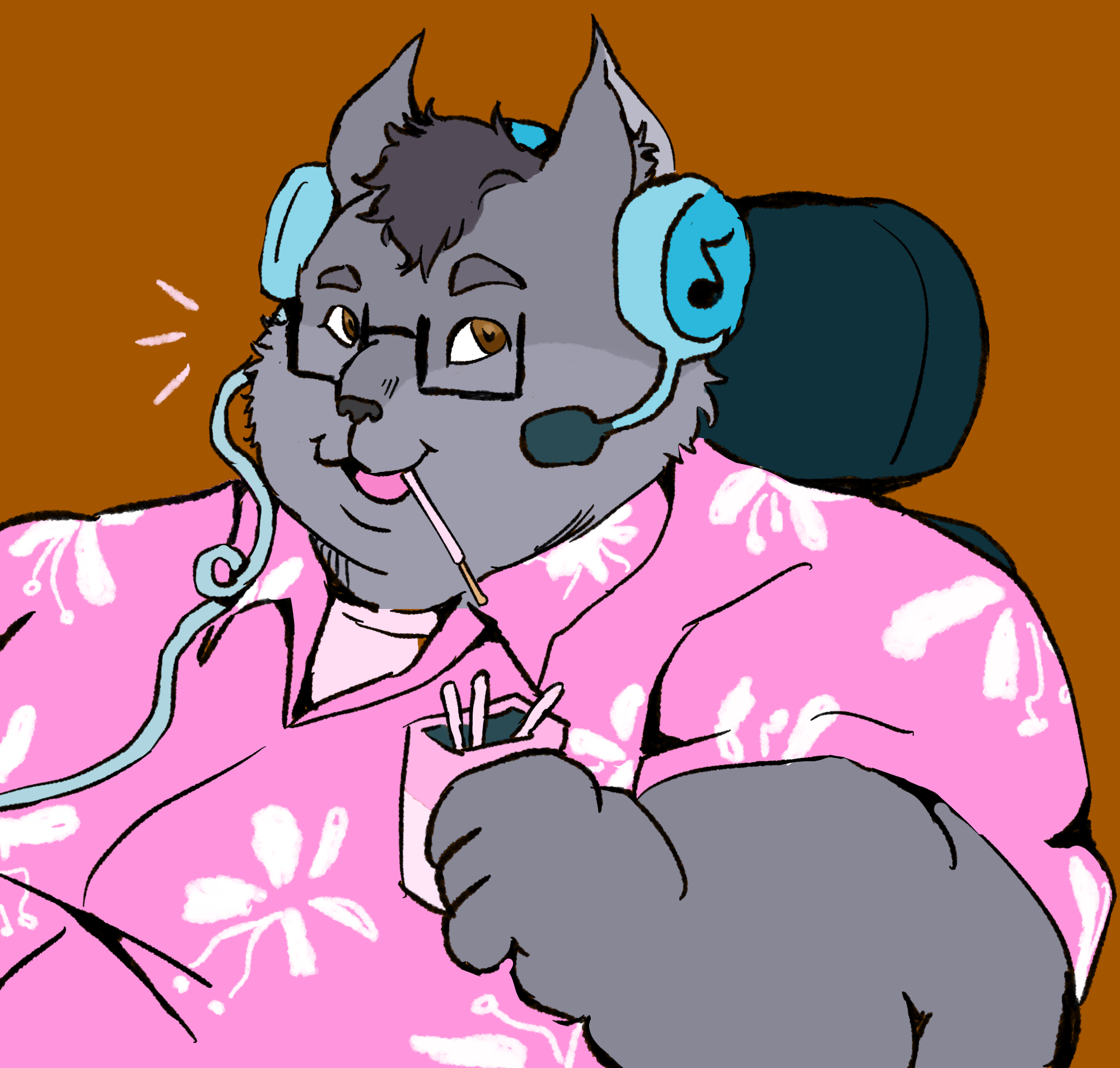 drawing of a furry cat by hogsnout @ artfight