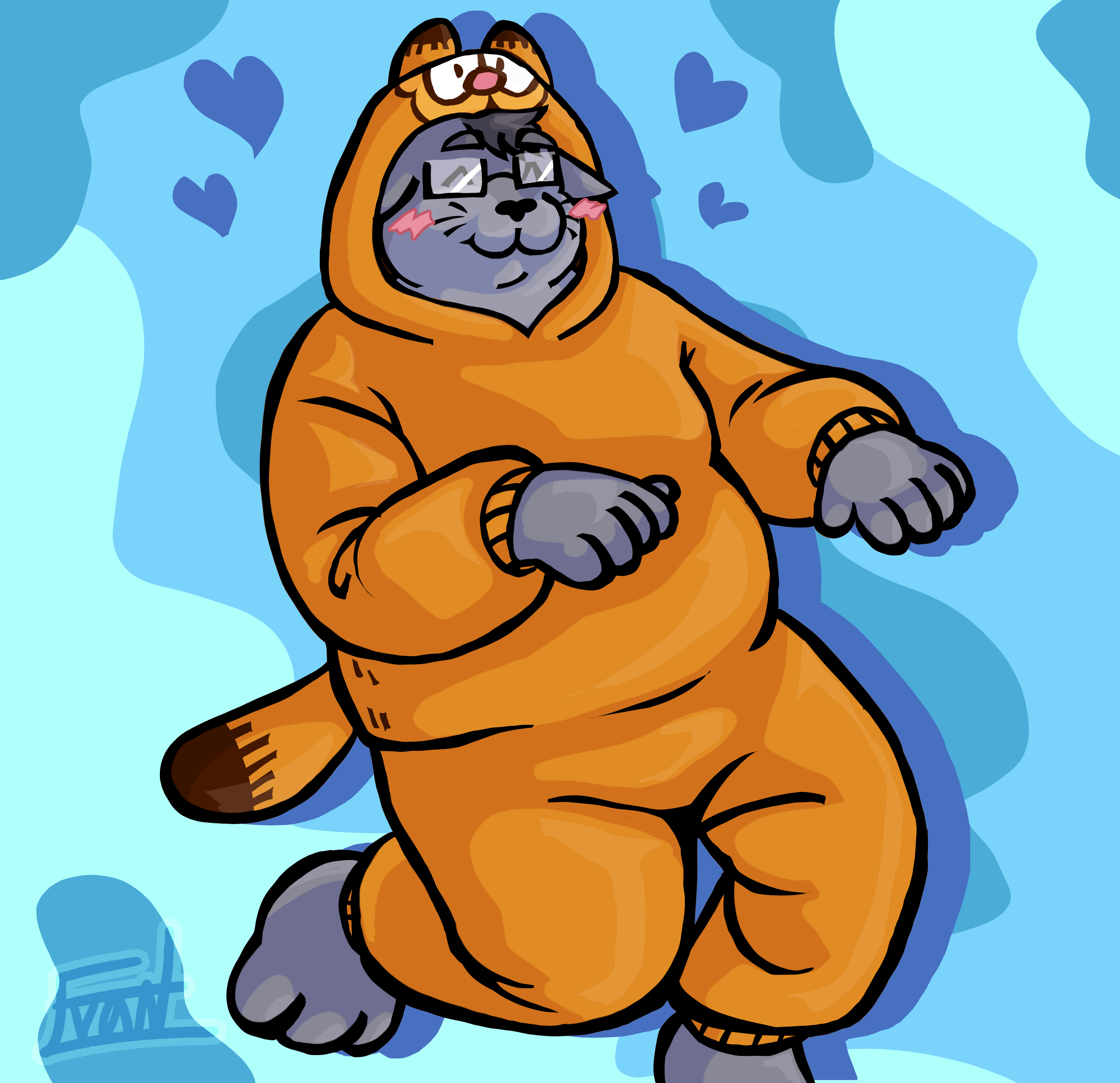 my oc revy in a beautiful garfursuit drawn by SwampWizard